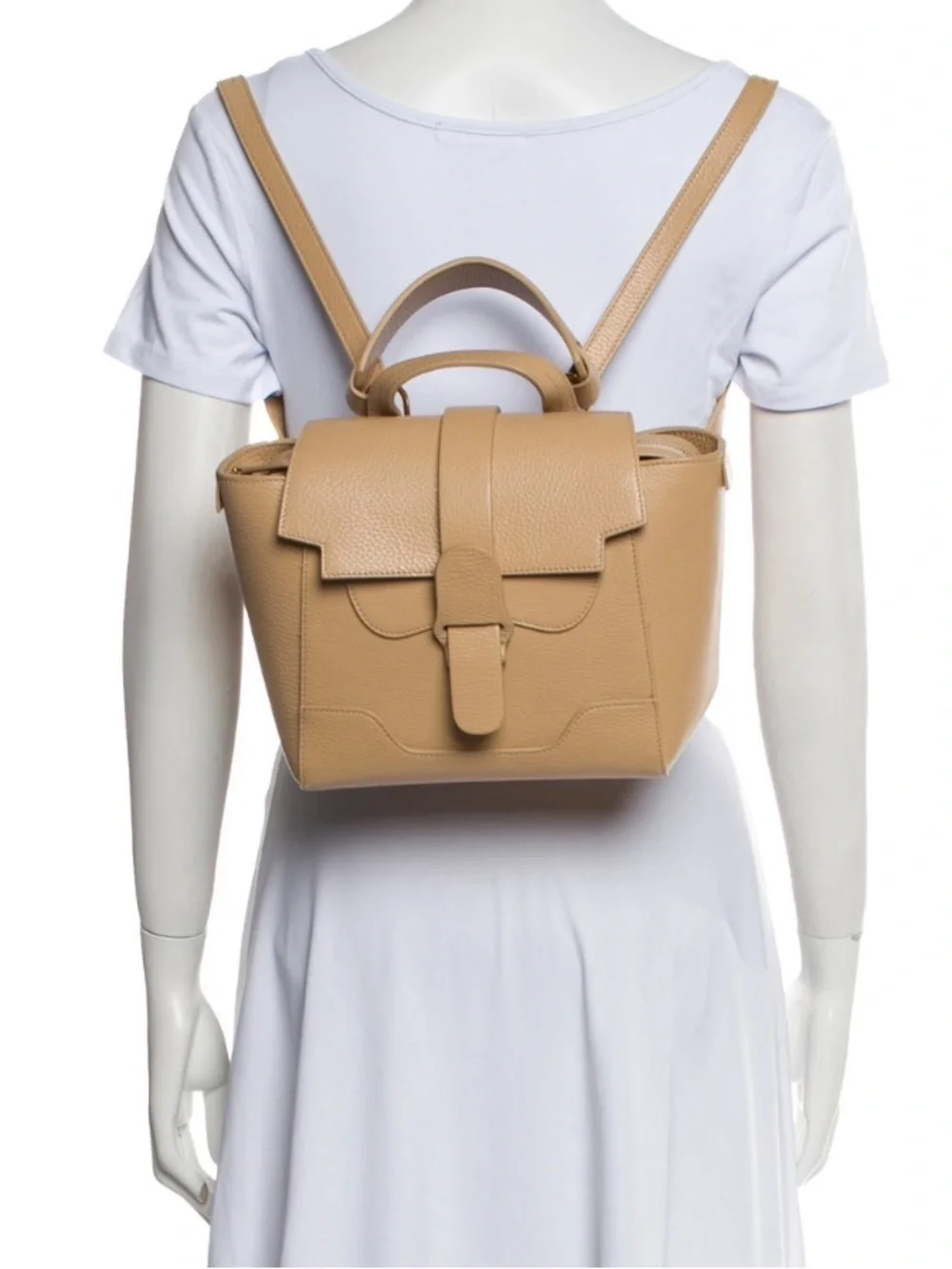 Senreve Midi Maestra Pebbled Leather Satchel/Backpack in Beige-Tan - EUC - Picture 3 of 9